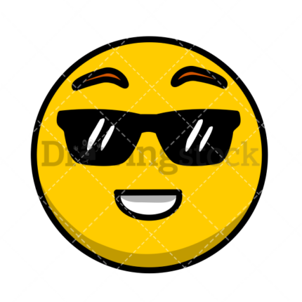 Emoji smiling face with sunglasses watermark