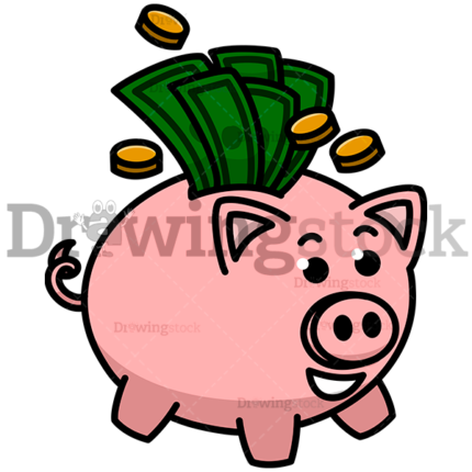 Piggy Bank Full Of Money Watermark