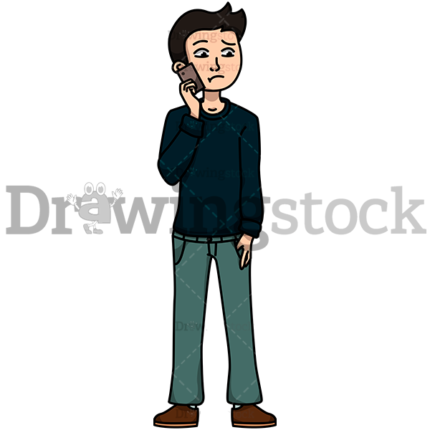 Young Man Talking On The Phone With A Confused Face Watermark