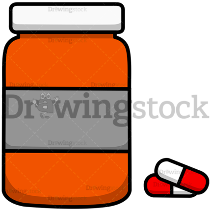 Medicine Bottle With Pills Watermark