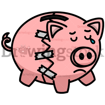 Piggy Bank Broken And Sad Watermark