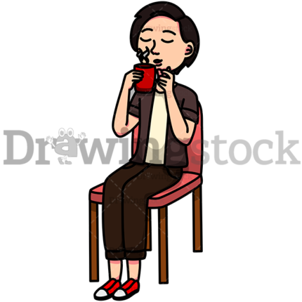 Man having a coffee (in casual clothes) watermark