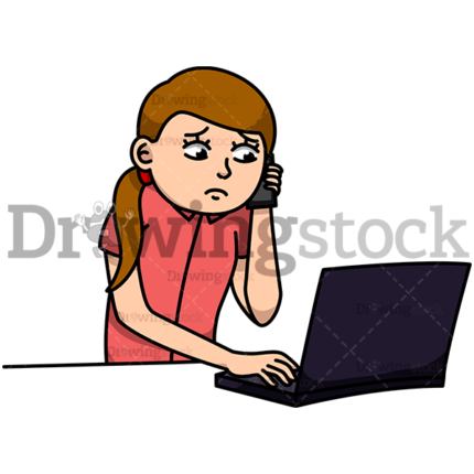 Worried Young woman talking on phone watermark