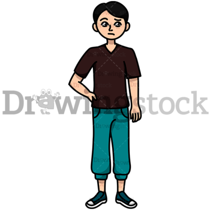 A Young Man Thinking While Standing Watermark