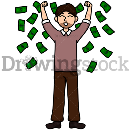 A Happy Man With A Rain Of Money Watermark