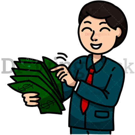 Happy Man Counting Money Watermark