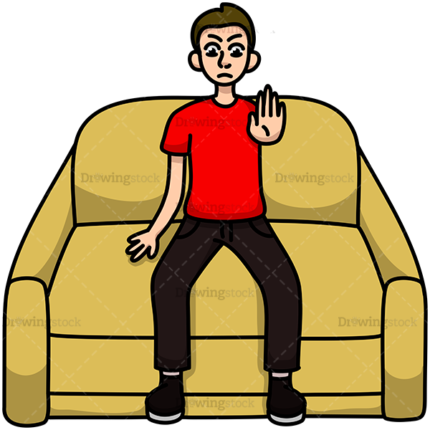 Man Sitting On A Sofa Shaking His Hand Watermark
