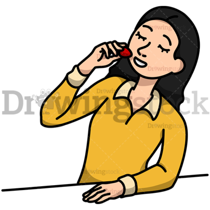 Woman Eating A Strawberry Watermark