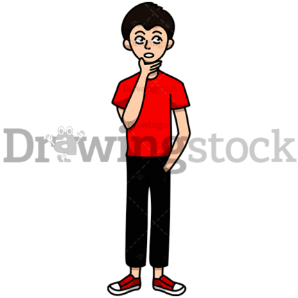 A Young Boy Thinking With His Mouth Open Watermark