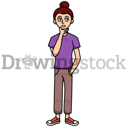 Young Girl Thinking With Her Mouth Open Watermark