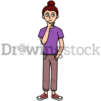 A Young Girl Thinking Happily Watermark