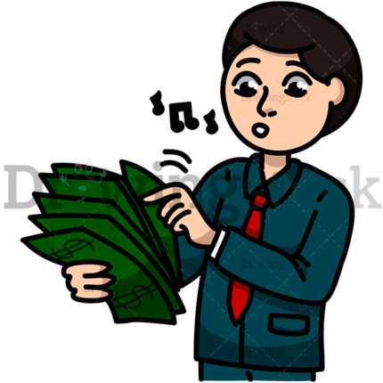 Happy Man Whistling And Counting Money Watermark