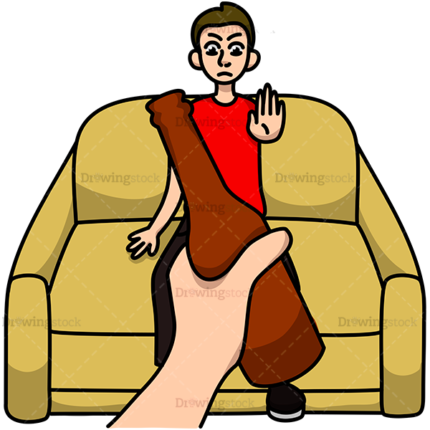 Man Sitting On a Sofa Denying A Beer Watermark