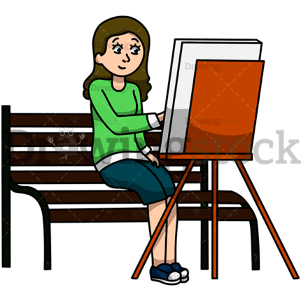 A Young Woman Painting a Picture Watermark