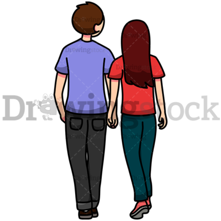 A Couple Holding Hands From Behind Watermark