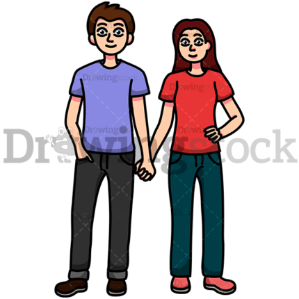 A Happy Couple Holding Hands Watermark