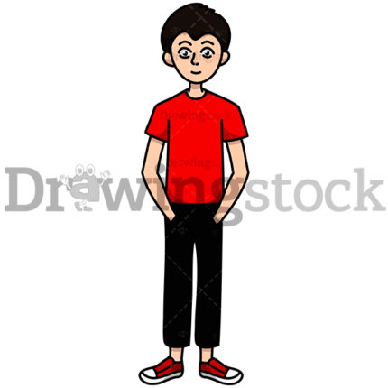 A Happy Young Boy Standing Watermark