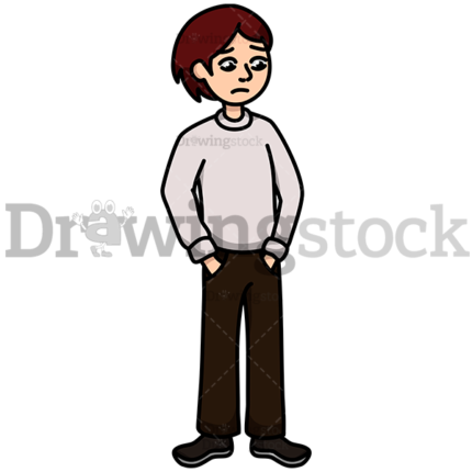 Man Standing Thinking With Concern Watermark