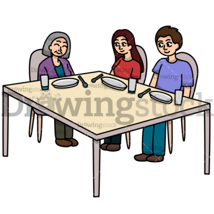 Three happy people in a dining room watermark 600x600.svg