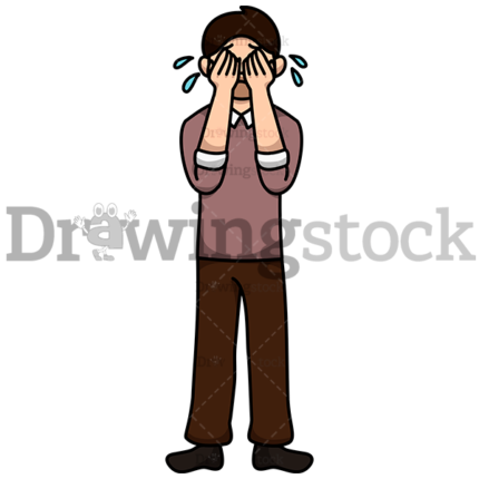 A Man Crying With His Hands On His Face Watermark