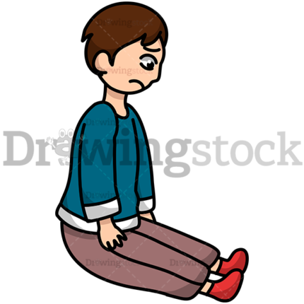 A Boy Sitting Very Sad Watermark