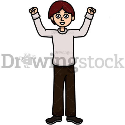 Happy And Victorious Man Raising His Arms Watermark