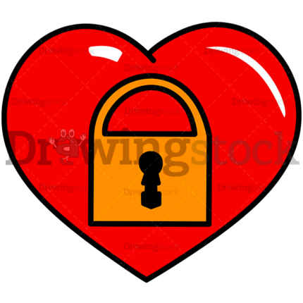 Heart With A Golden Lock Watermark