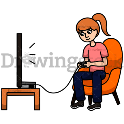 A Girl Playing Video Games Watermark