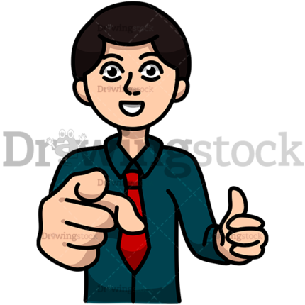 A Man Pointing Forward Excitedly Watermark