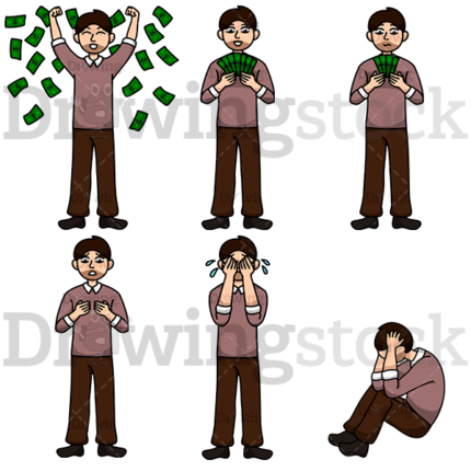Man Earning And Losing Money Watermark