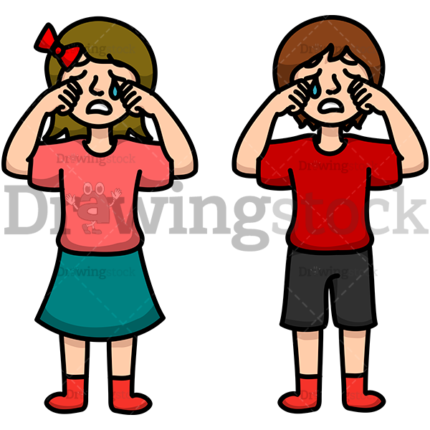 Two Little Children Crying Watermark