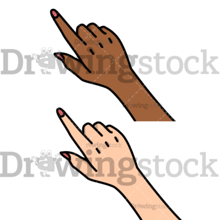 A woman's hand pointing with the index finger