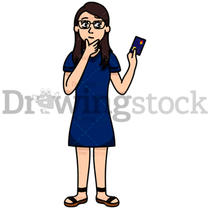 Woman With Card In Her Hand Watermark