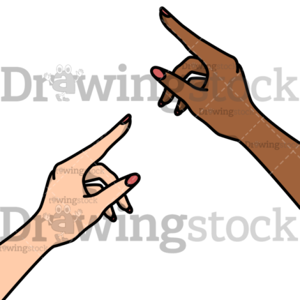 A woman's hand pointing to the side