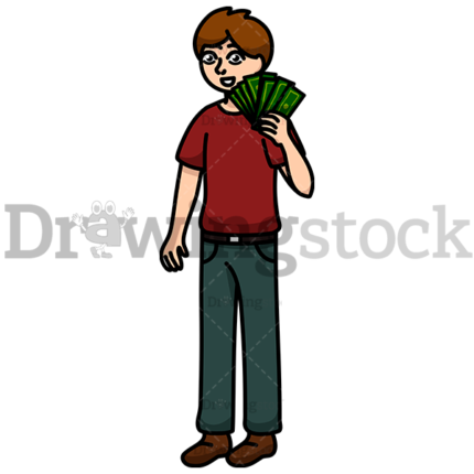 A Man With A Lot Of Money In His Hand Watermark