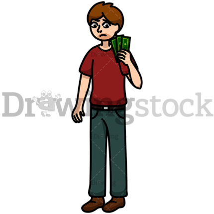 A Man With Little Money In His Hand Watermark