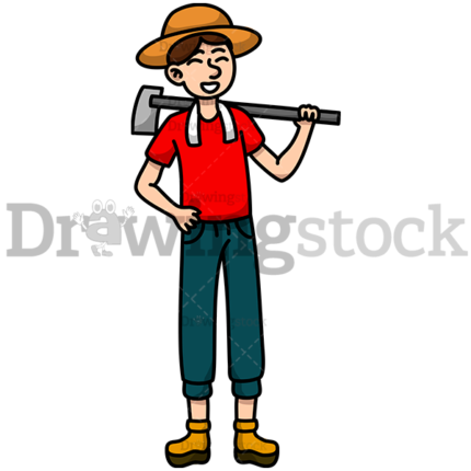 Happy Farmer With His Hoe Watermark