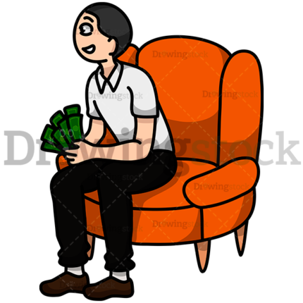 A Man Sitting With Money In His Hands Watermark