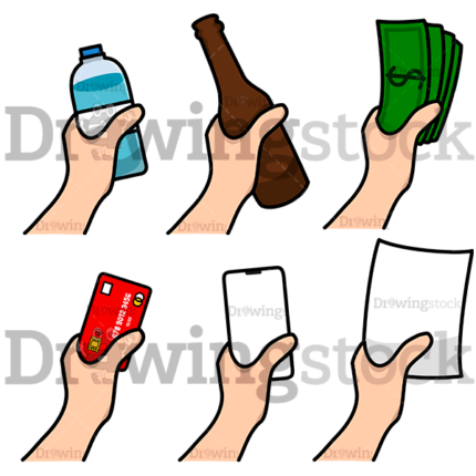 Hand Holding Different Things Collection Watermark