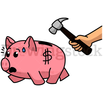 A Piggy Bank Running Away From A Hammer Watermark