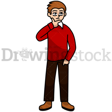 A Man Standing Seriously Thinking Watermark