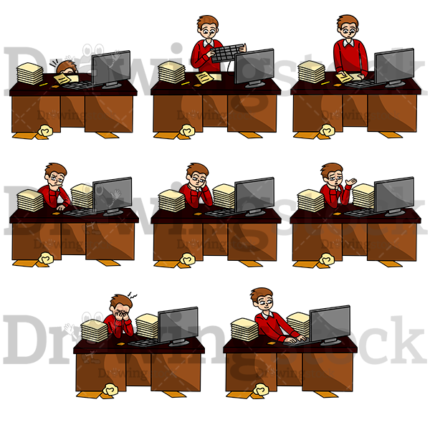 Employee With Disorganized Desk Collection Watermark