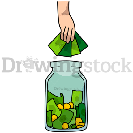 A Hand About To Put Money In A Jar Watermark