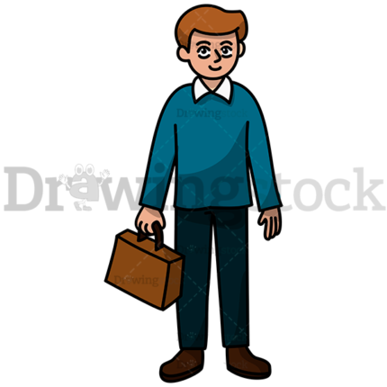 A Happy Man Holding His Work Briefcase Watermark