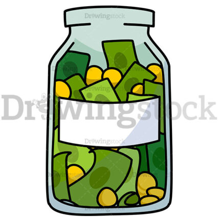 A Jar With A Label And Full Of Money Watermark