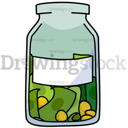 A Jar With A Label And Half Full Of Money Watermark