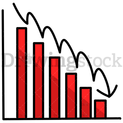 Descending Graph With Red Bar Watermark