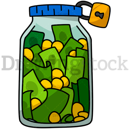 A Jar Full Of Money Covered And With A Security Padlock Watermark