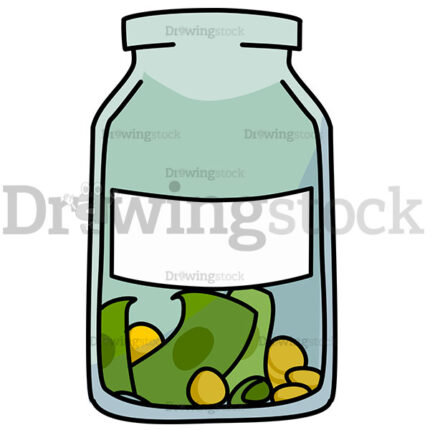 A Jar With A Label And Little Money Watermark