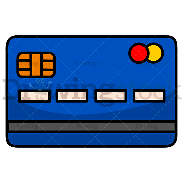 Normal Chip Debit Or Credit Card Vector Cartoon Drawing Image
